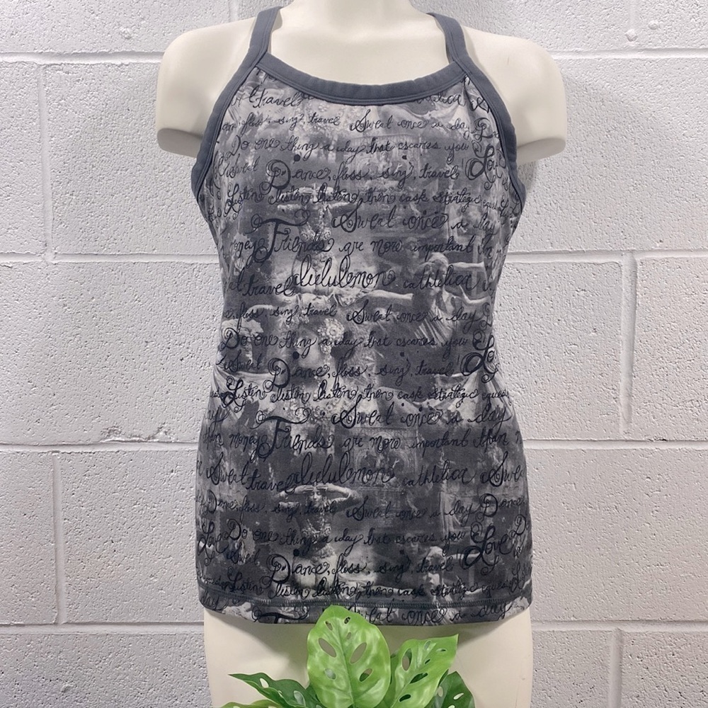 Lululemon size 8 signature, gray, black and white tank top​​​​​​​​​​​